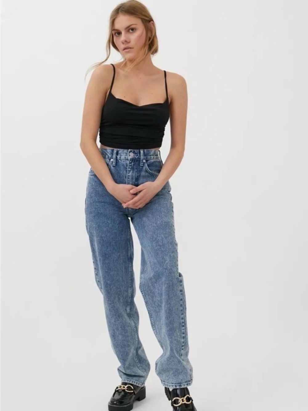 Urban Outfitters UO Ariya Side Ruched Cropped Cami Tank Top